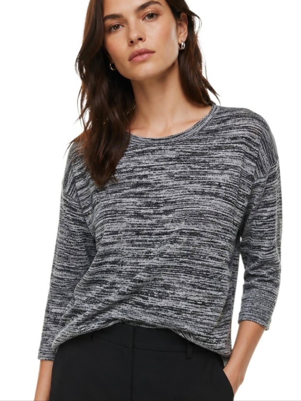 Aritzia Babaton Blanchard Sweater Women Small Cashmere Silk Blend Grey